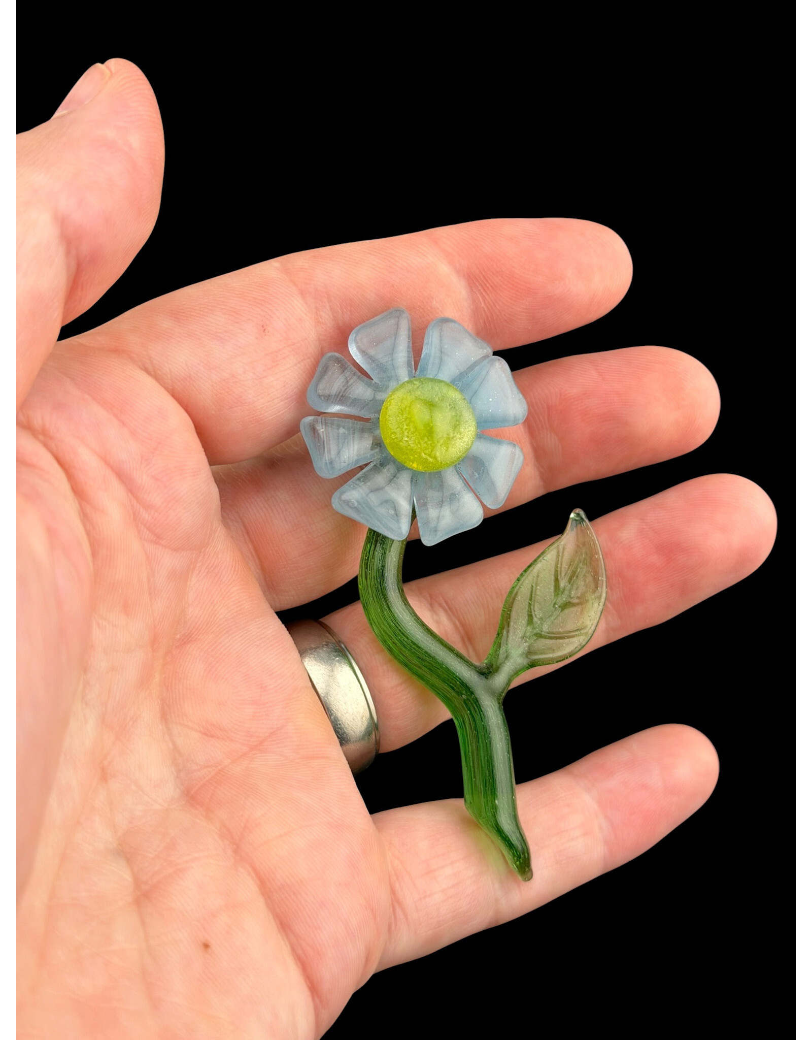 Bandhu Dunham Bandhu Dunham Flower With Stem, Leaf & Green Pendant
