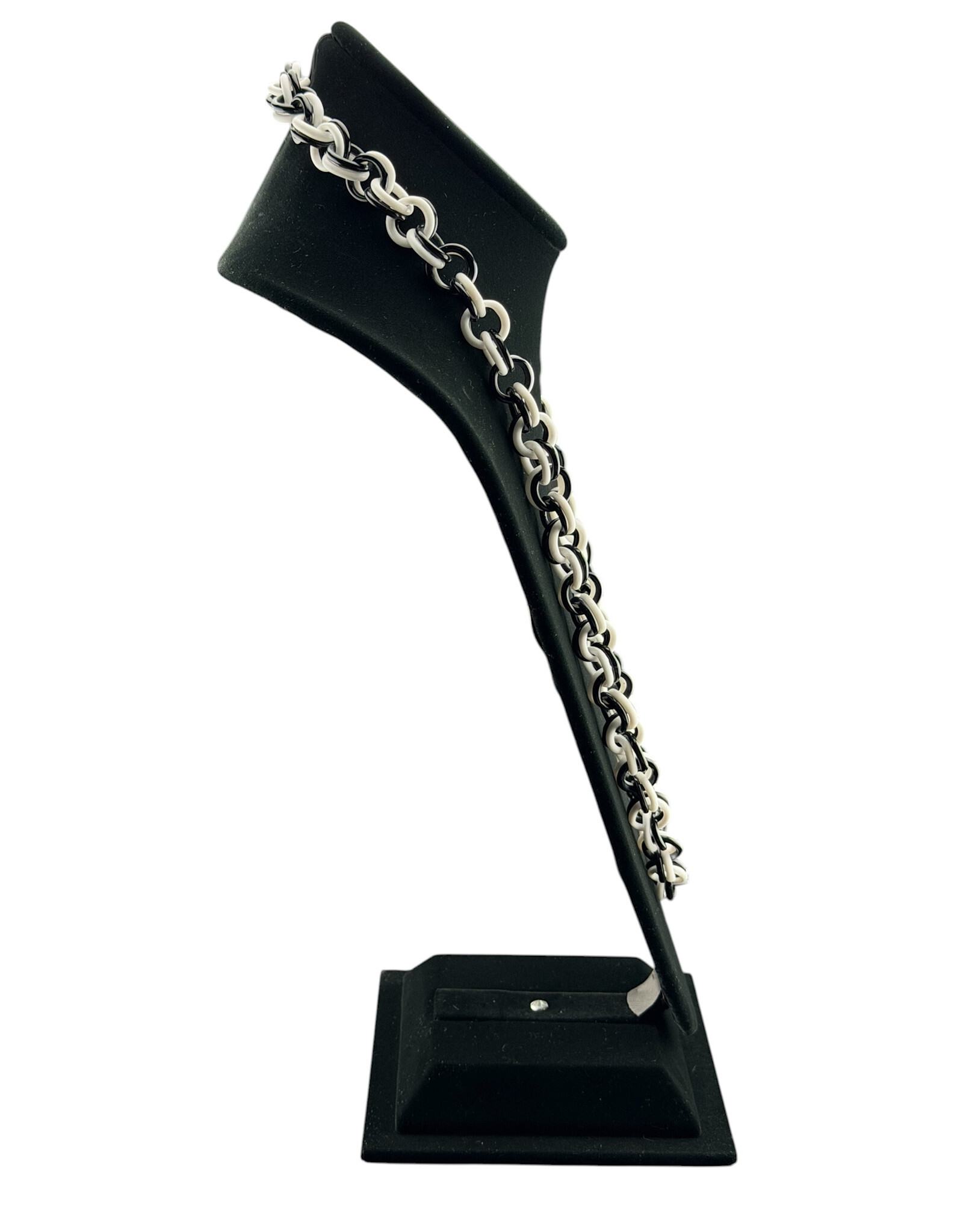 Black And White Glass Chain Link Necklace