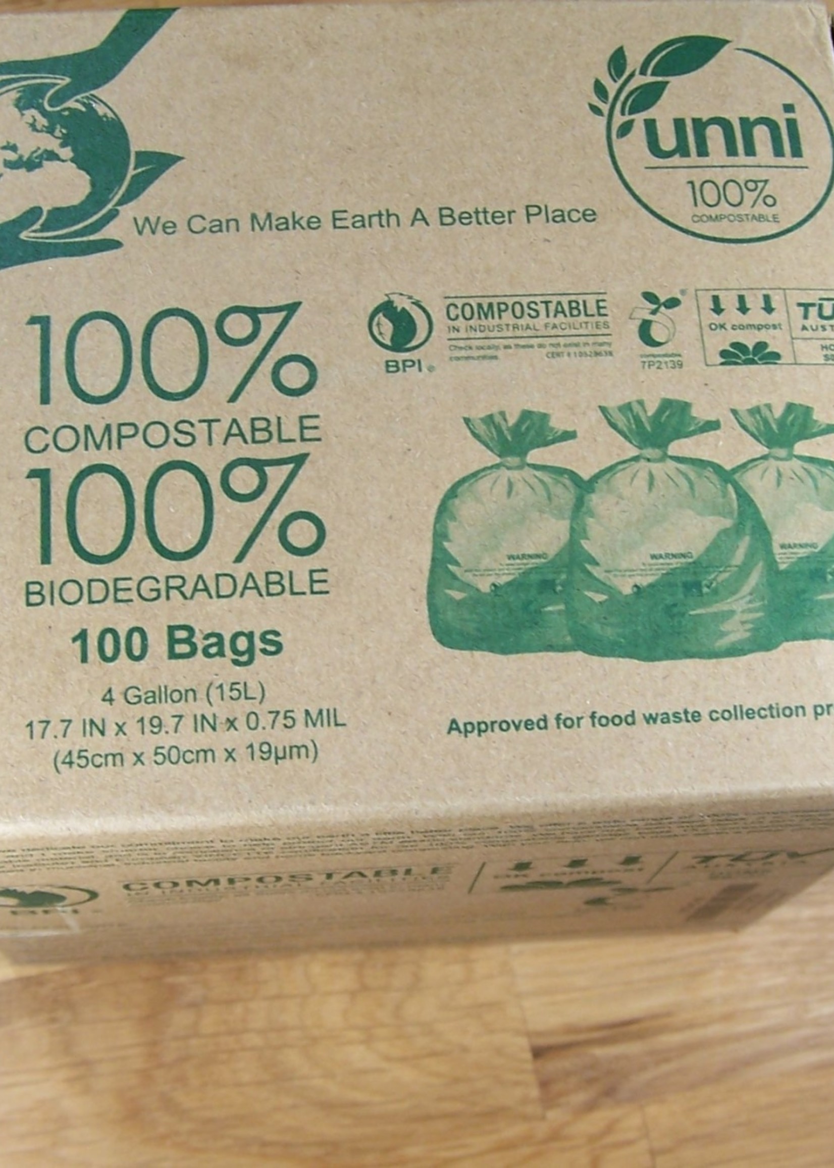UNNI compostable trash bags 4 gal