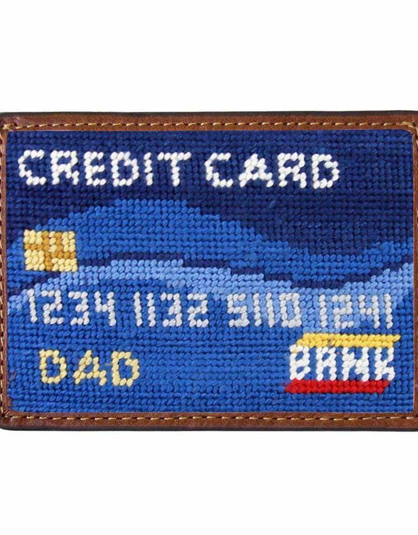 Smathers and Branson Needlepoint Credit Card Wallet with Leather