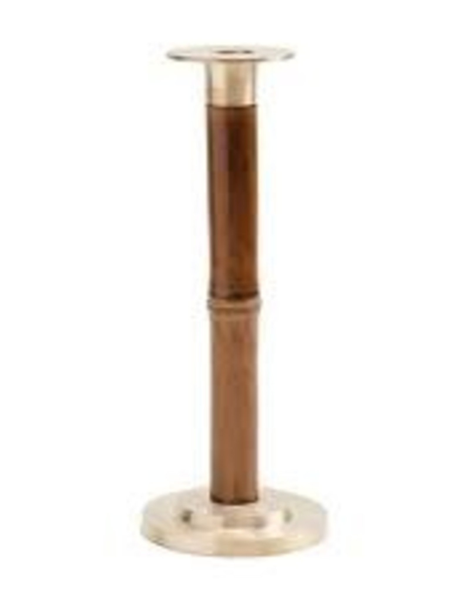 Caspari, Inc. Medium Brown Bamboo and Brass 7" Candlestick