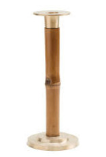 Caspari, Inc. Light Brown Small Bamboo and Brass Candlestick - 7"