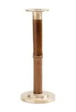 Caspari Medium Brown Bamboo and Brass 10" Candlestick