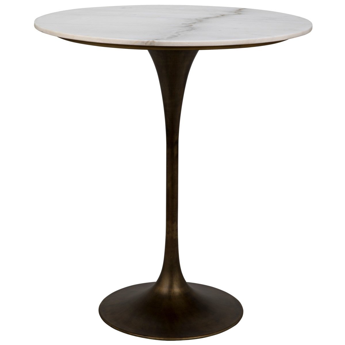 Laredo Bar Table 36", Aged Brass,White Marble Top