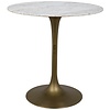 Laredo Table, 40", Antique Brass, White Marble Top