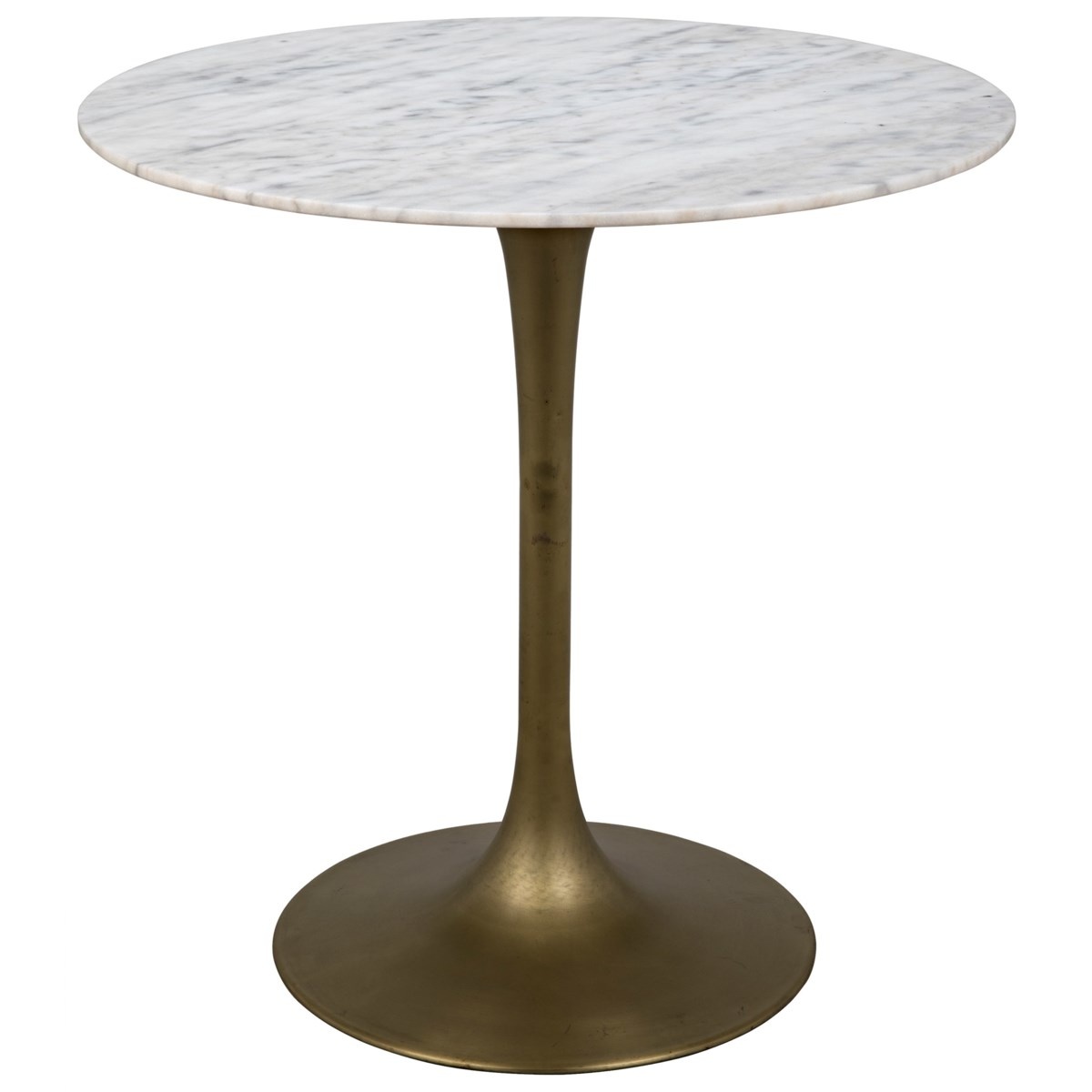 Laredo Table, 40", Antique Brass, White Marble Top