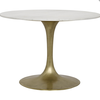 Laredo Bar Table 40", Aged Brass, White Marble Top