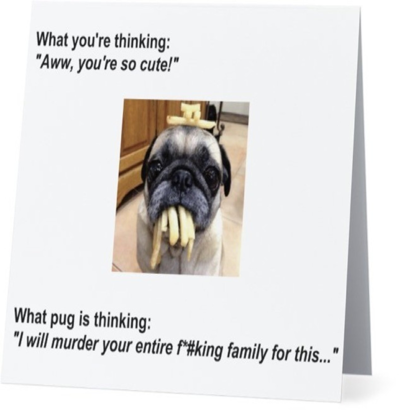 Bad Annie’s Card #062 - Pug With Fries