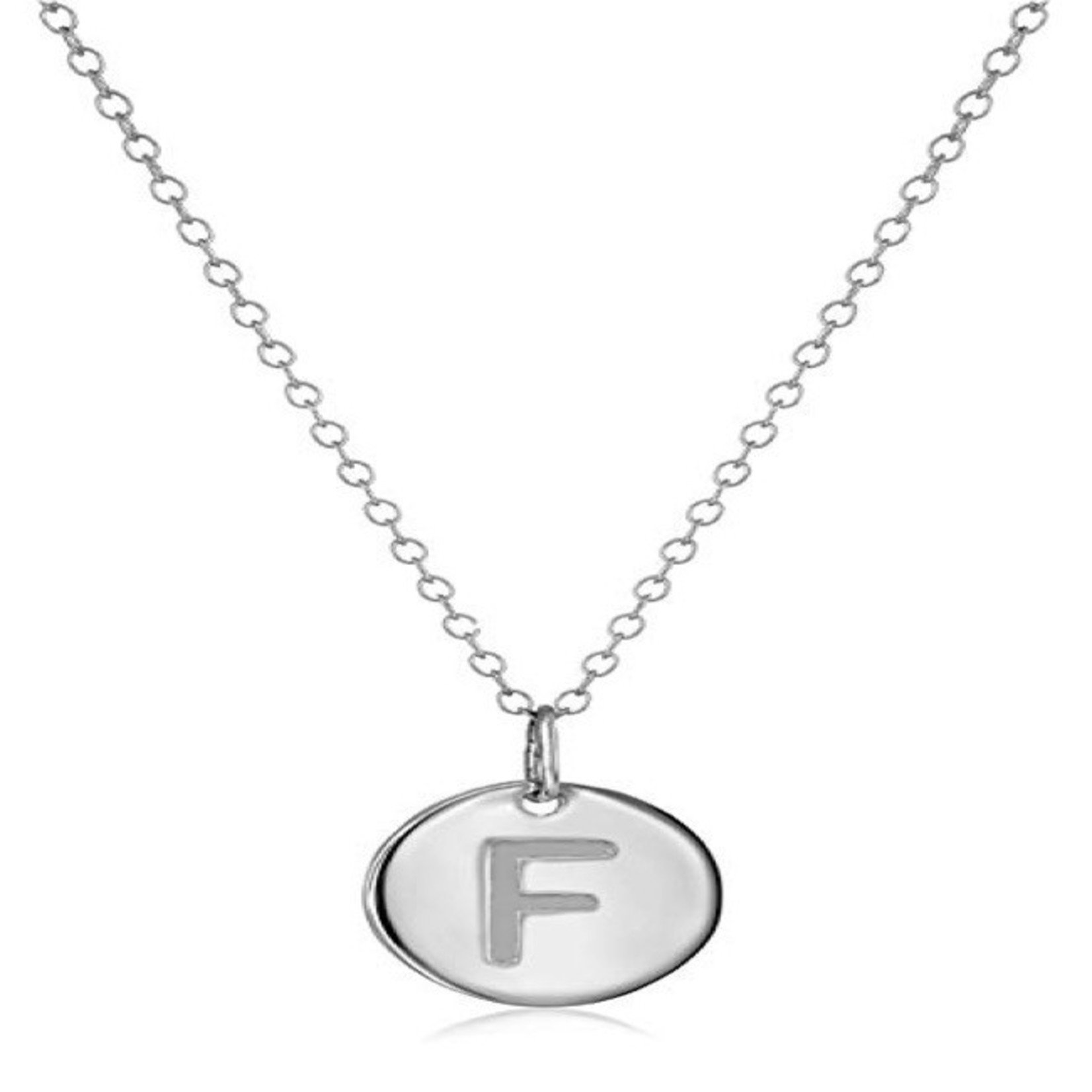 Necklace - Dainty Disc W/ Initial (Silver) (F)