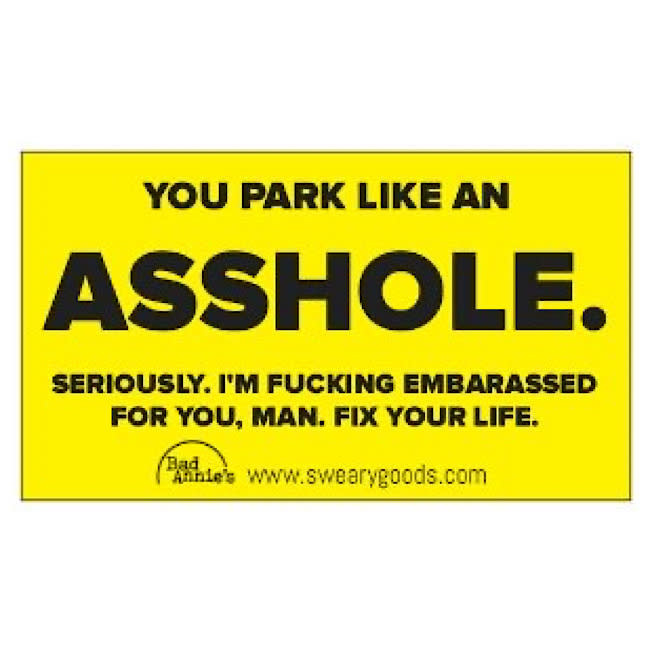 Business Card 10 Pack You Park Like An Asshole Bad Annies