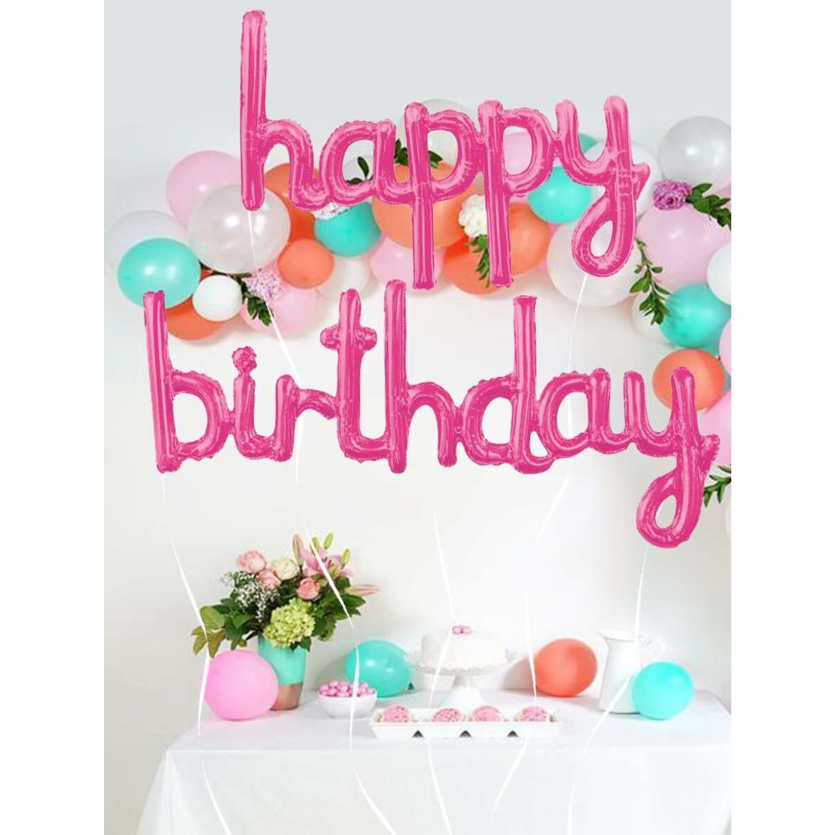 10 Ballons Joyeux Anniversaire Annikids - Rose Fuchsia pour l