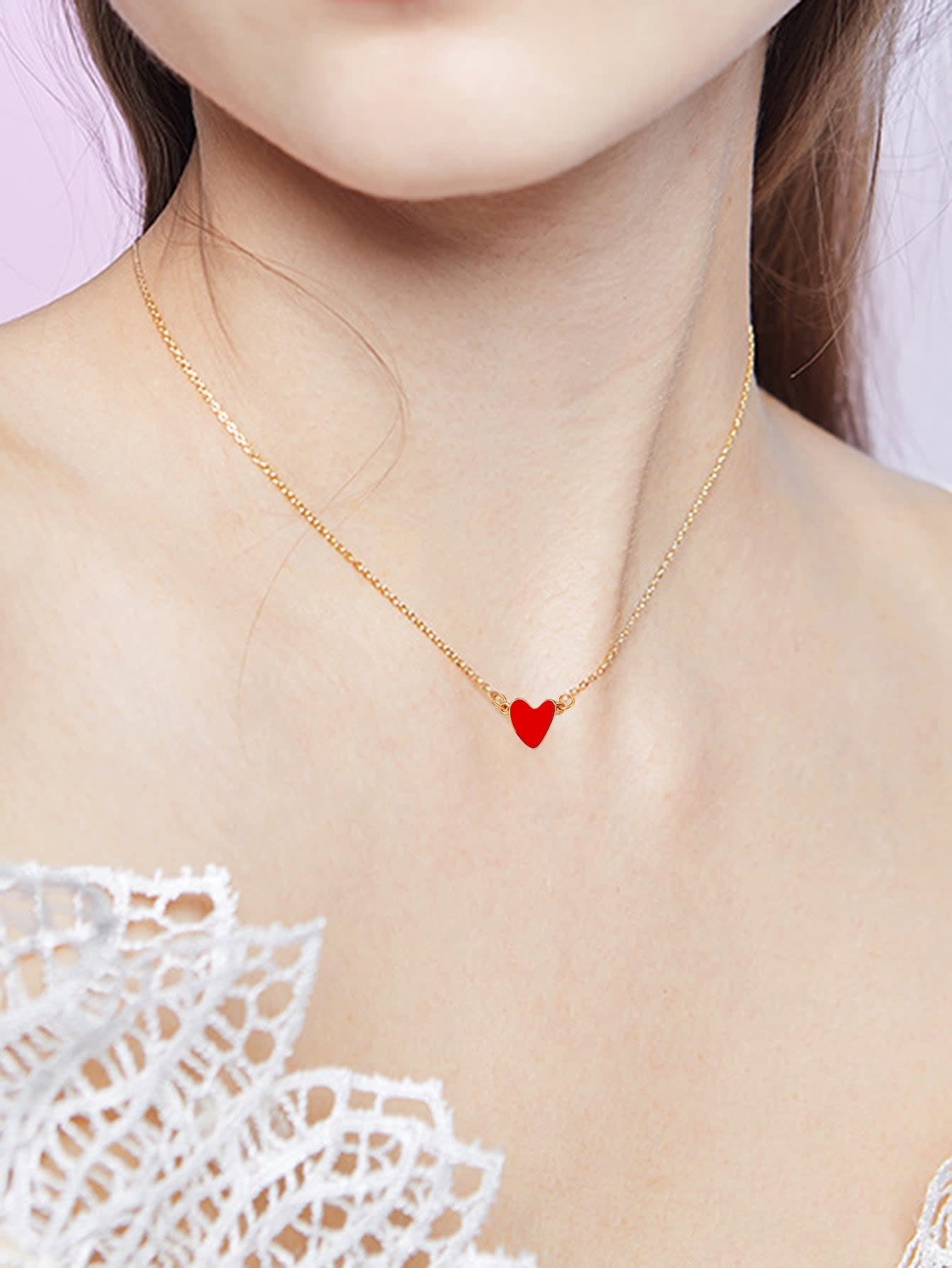 Necklace - Tiny Red Heart - Bad