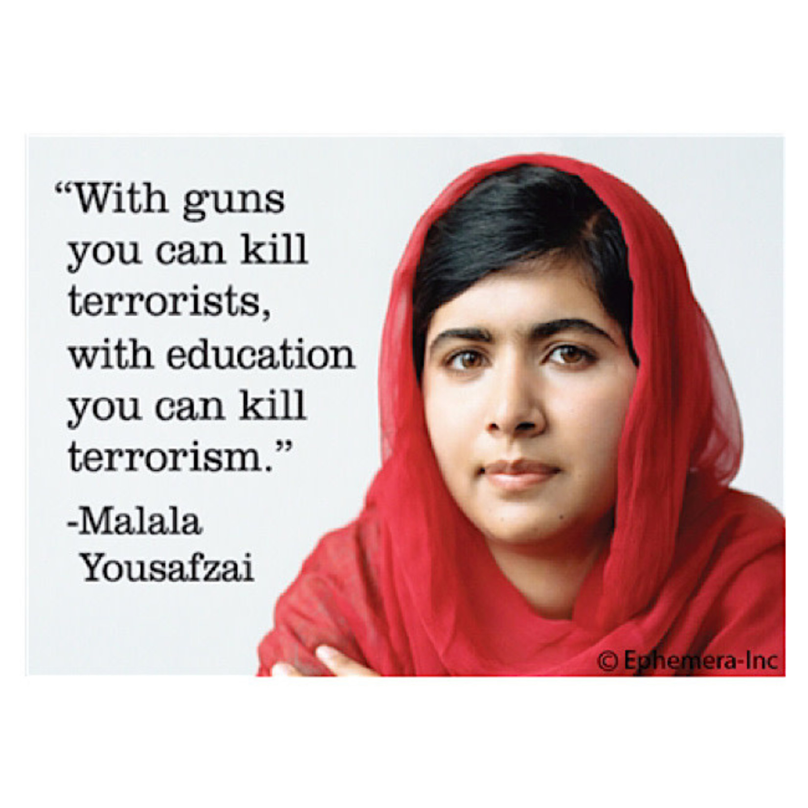 Magnet - With Guns You Can Kill Terrorists, With Education You Can Kill Terrorism. Malala Yousafzai