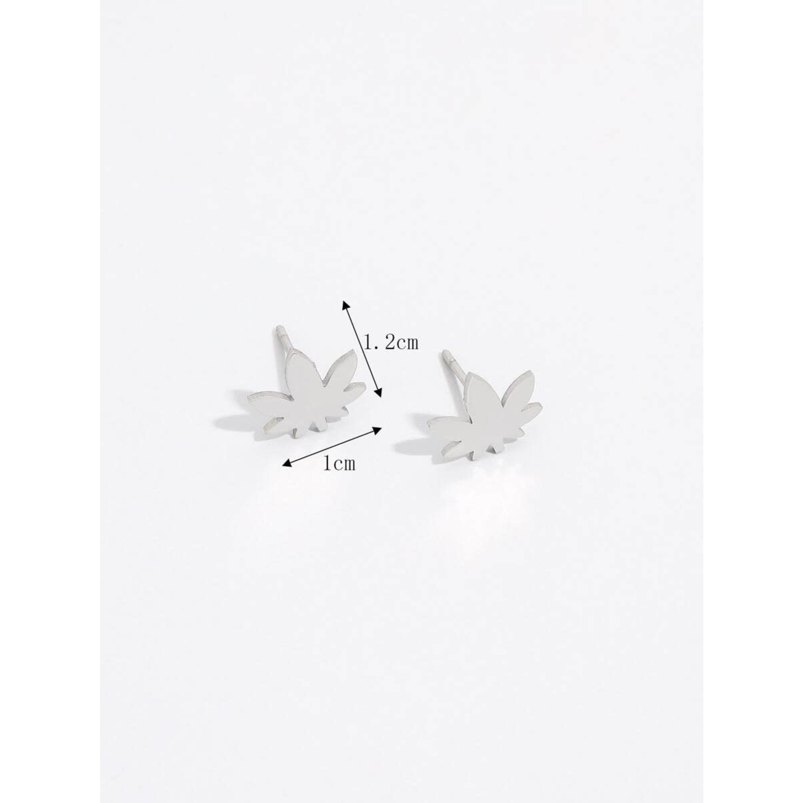 Earrings - Tiny Silver Pot Leaf