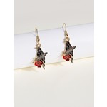 Earrings - Raven With Feather And Rose