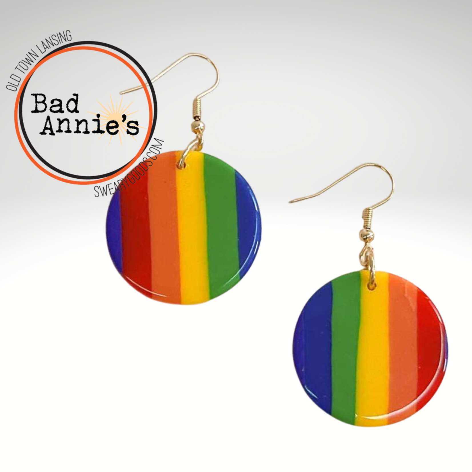 Earrings - Rainbow Discs