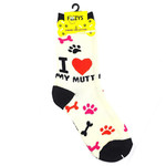 Socks (Womens) - I Heart My Mutt (Cream)