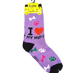 Socks (Womens) - I Heart My Mutt (Purple)