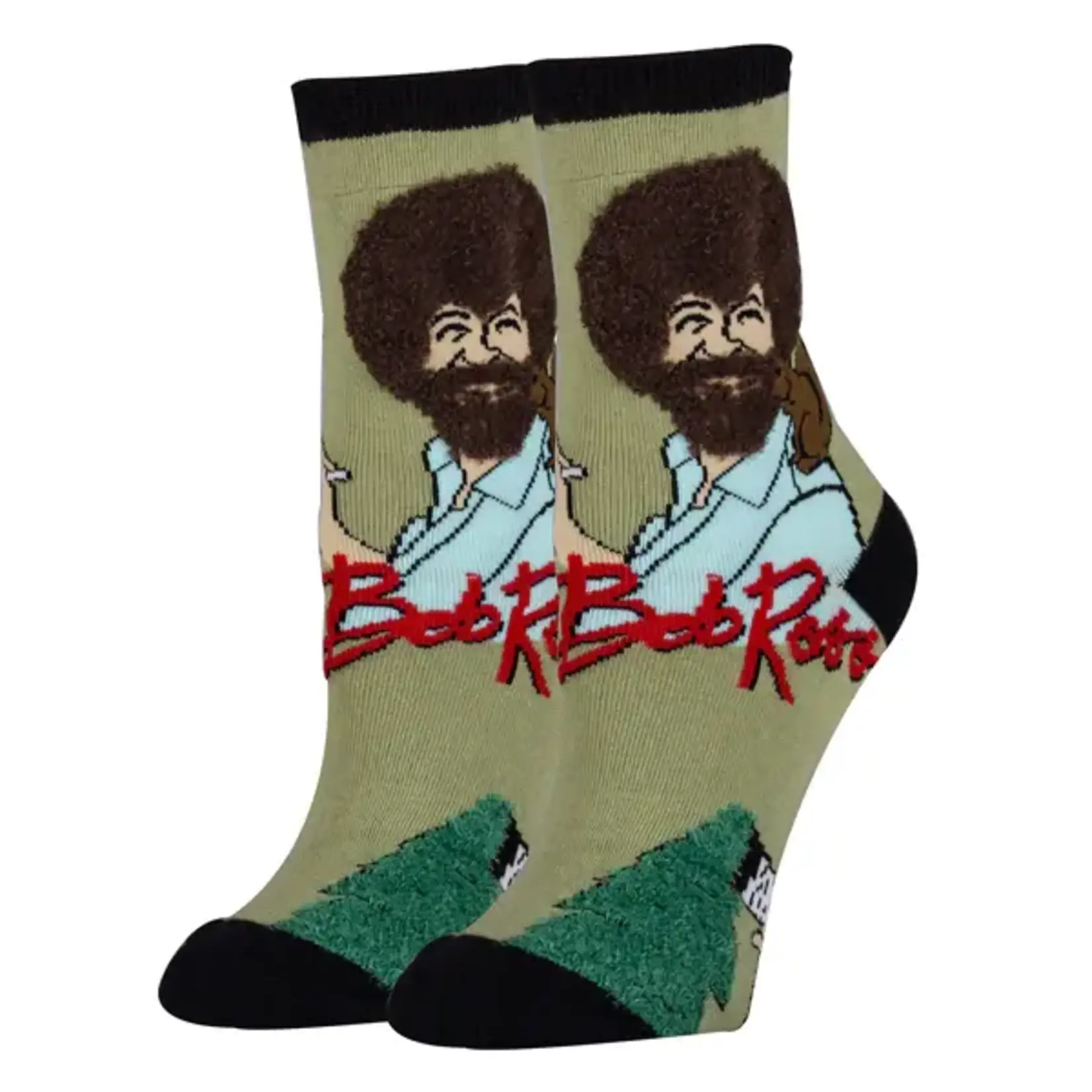 Socks (Womens) - Bob Ross Furry Fro (Green)