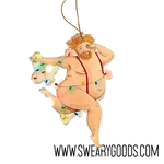 Ornament - Fluffy Stripper Wearing String Of Lights