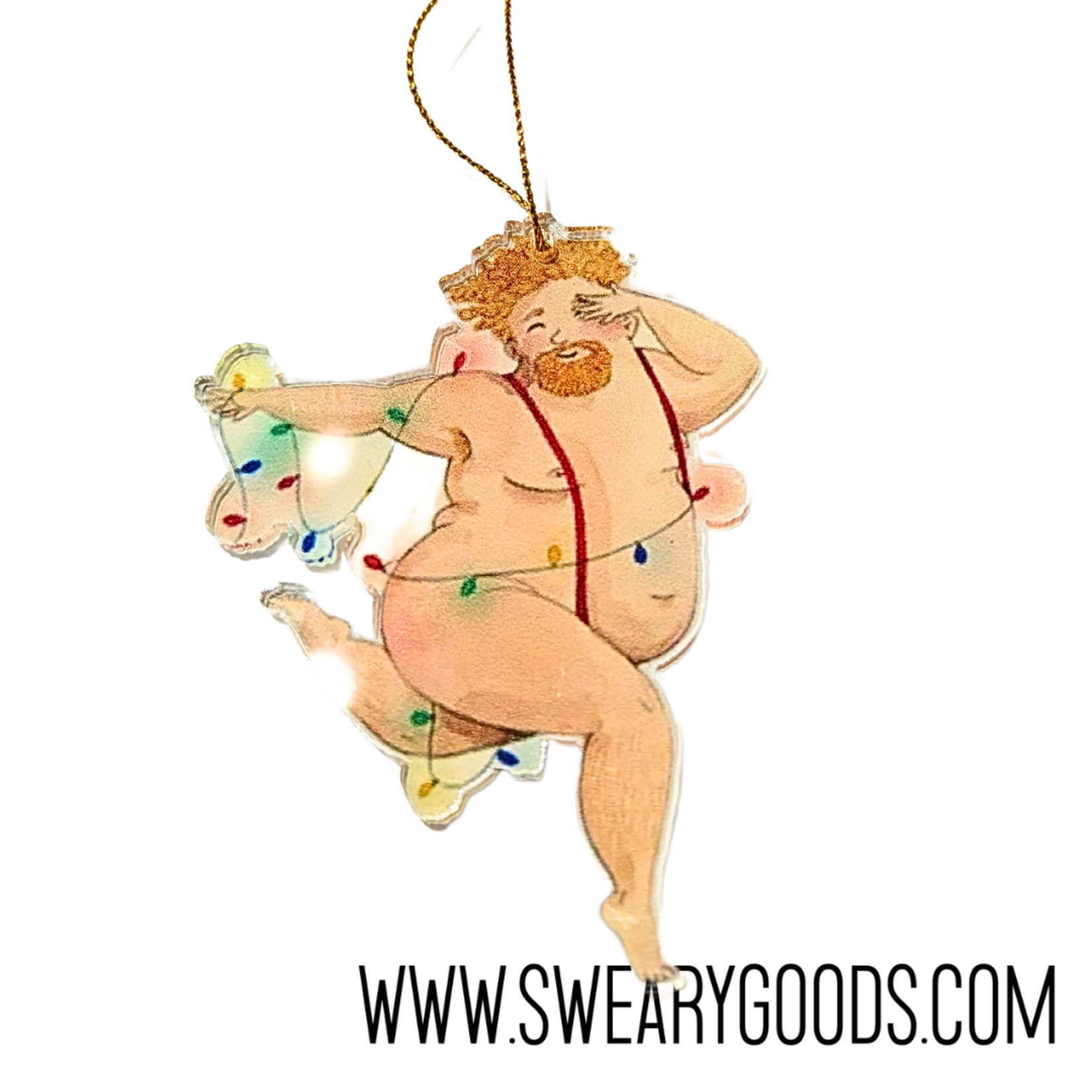 Ornament - Fluffy Stripper Wearing String Of Lights