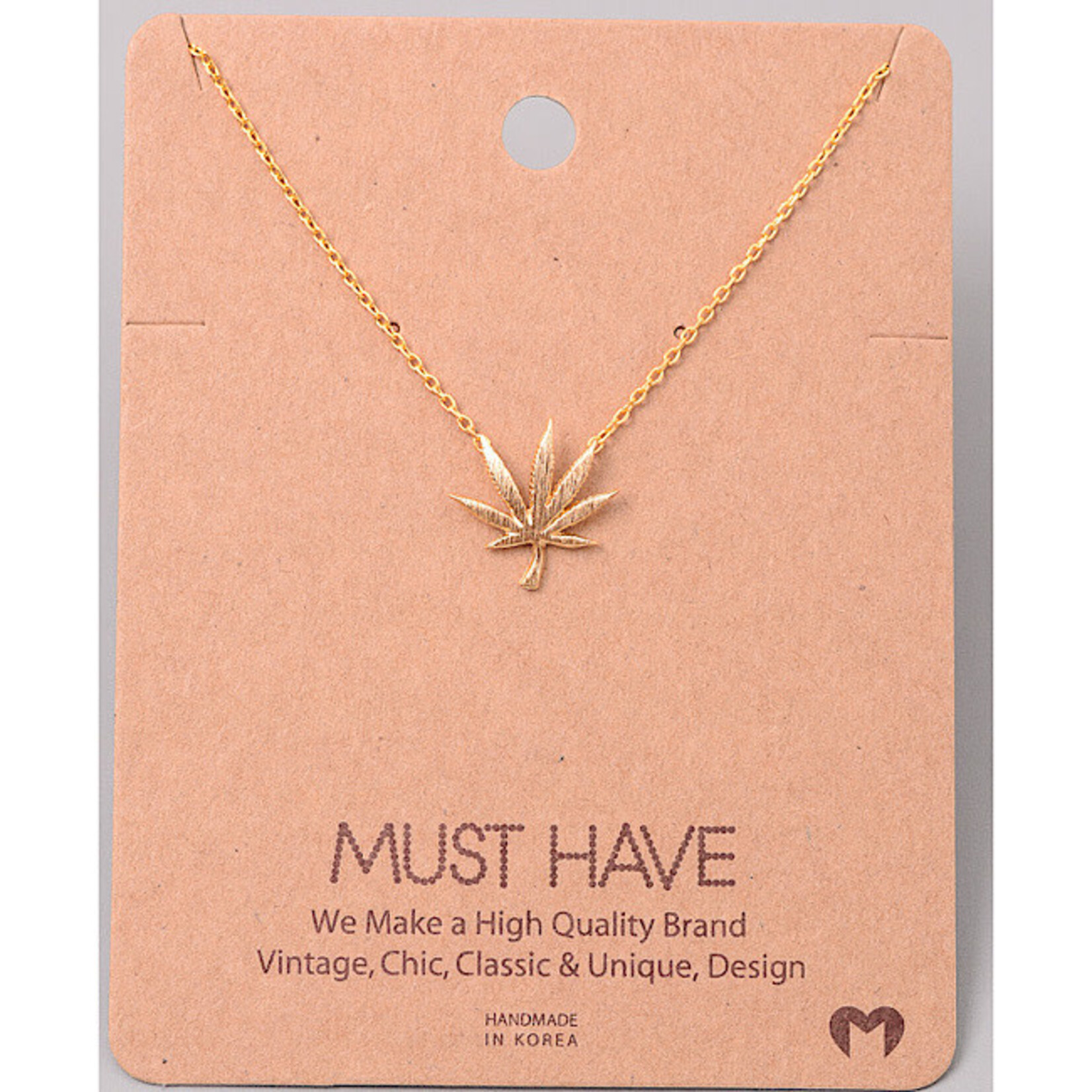 Necklace - Marijuana Leaf (18k gold dipped) (Weed) (Cannabis)