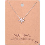 Necklace - Marijuana Leaf (Rhodium plated) (Weed) (Cannabis)