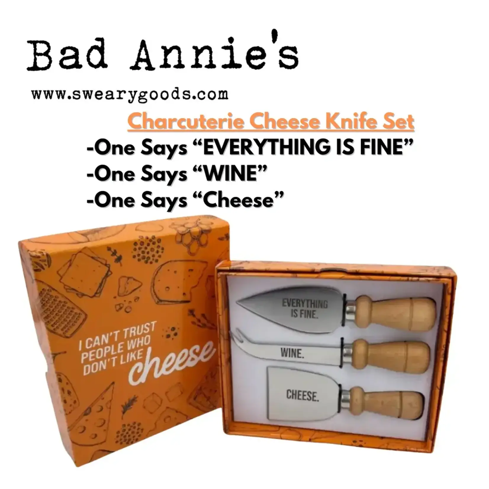 Cheese Knife Set - Boxed - "I Can't Trust People Who Don't Like Cheese"