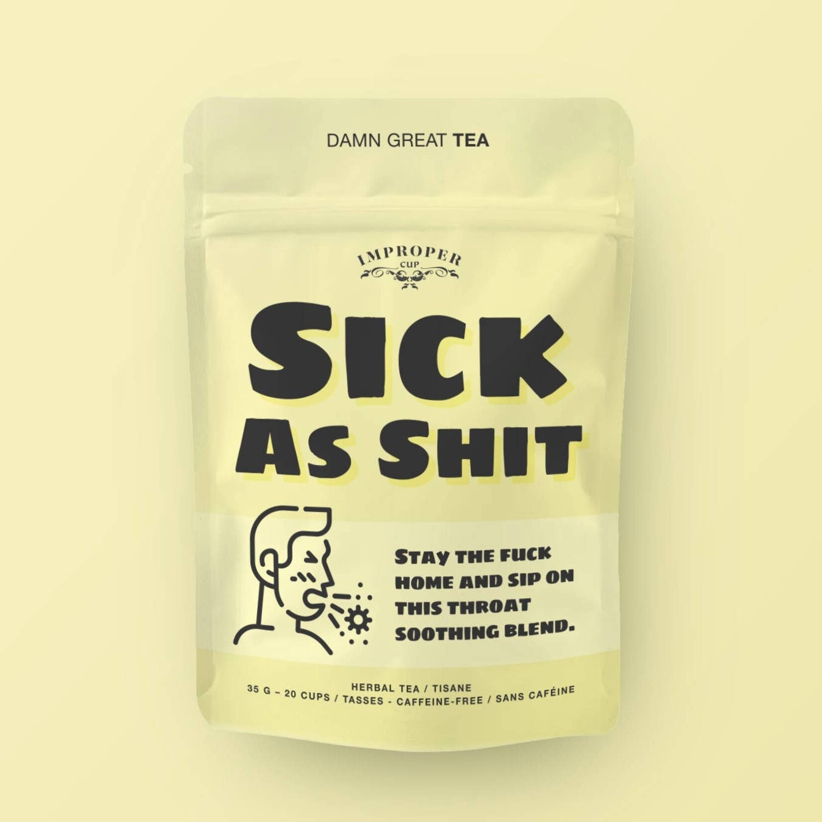 Tea Pouch - Sick As Shit - Caffeine Free Herbal Tea With Ginger, Licorice, Basil, Dandelion, Burdock, Rose, Elderflower, Safflower
