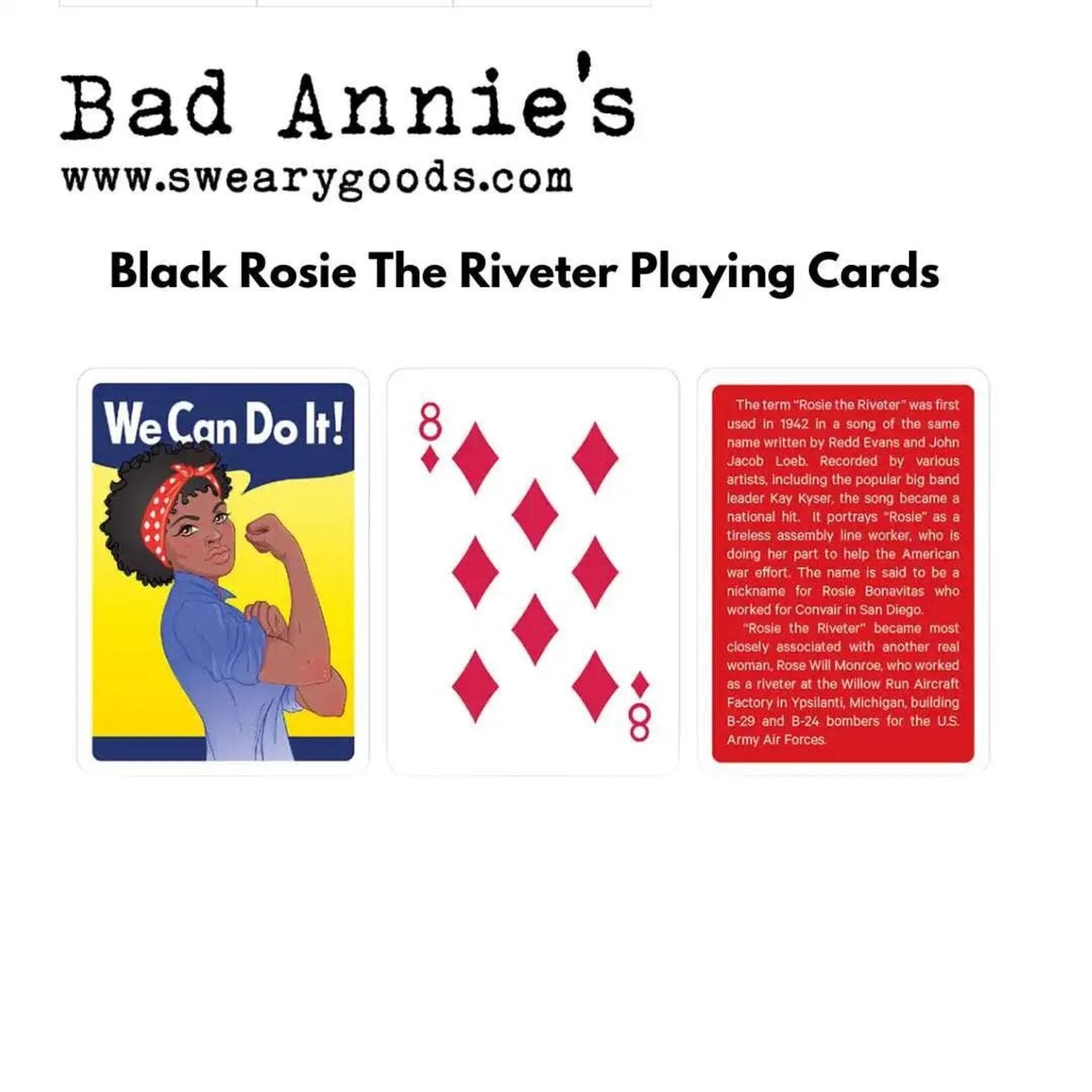 Playing Cards (54) - We Can Do It. (Black Rosie The Riveter)