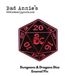 Pin - 20 Sided Die (Red And Black) Dungeons & Dragons