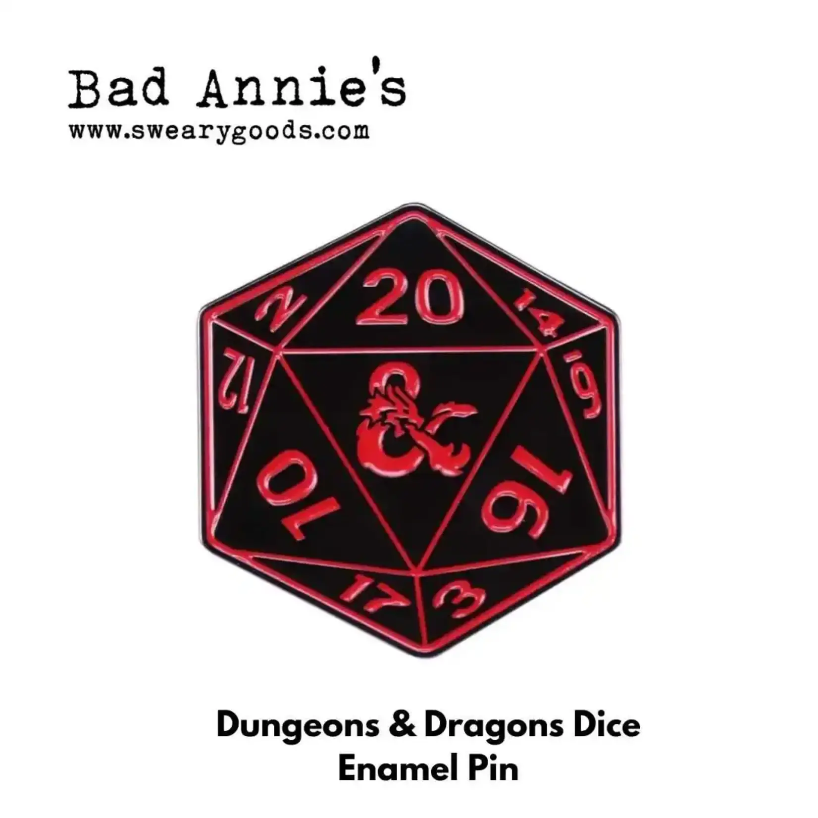 Pin - 20 Sided Die (Red And Black) Dungeons & Dragons