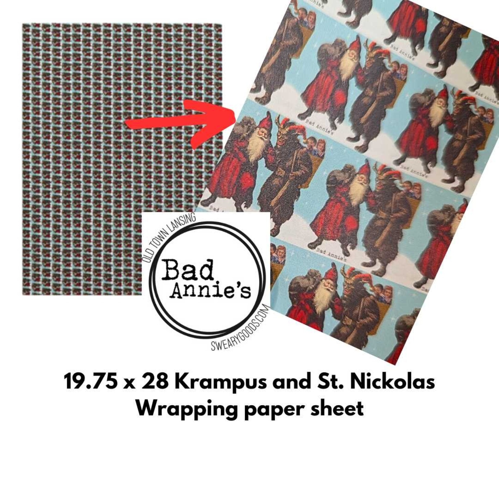 Wrapping Paper Sheet - St. Nicholas and Krampus