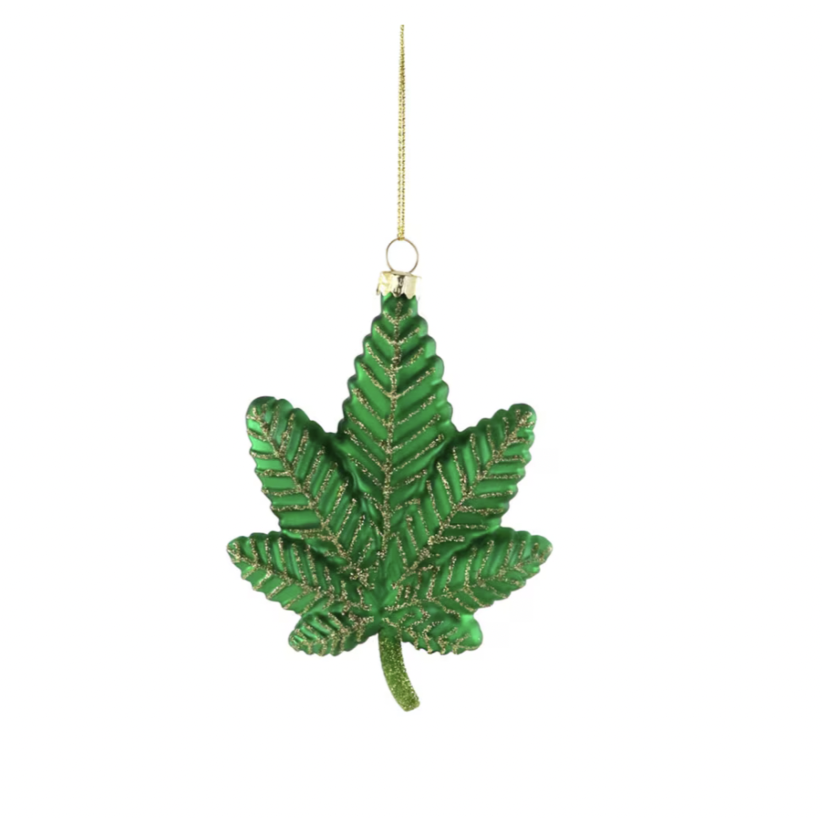 Ornament - Cannabis Leaf and Stem - Glass