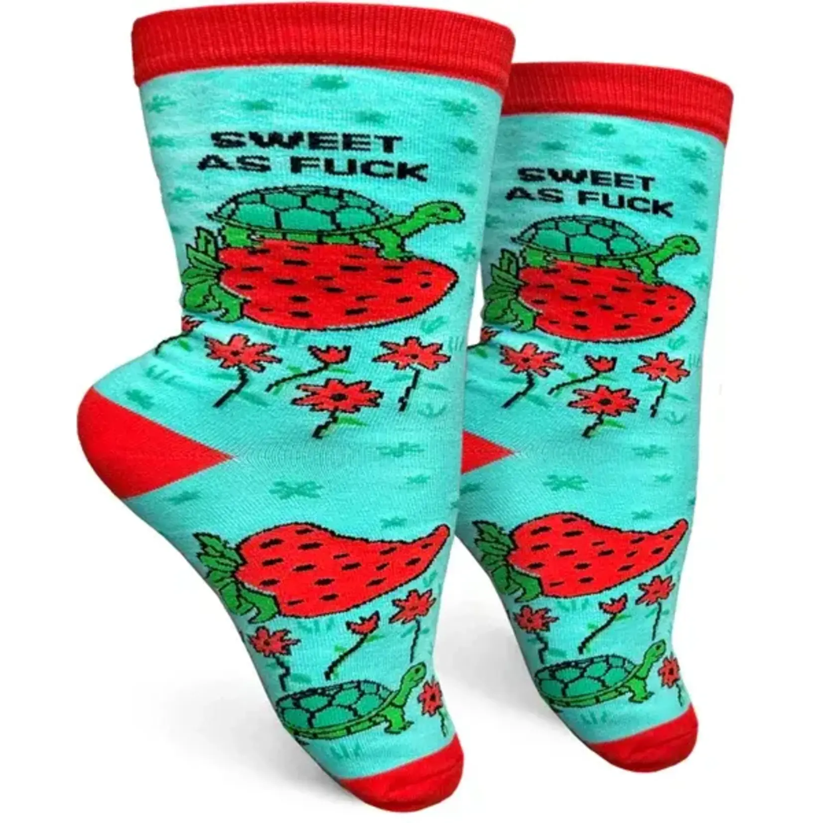 Socks (Womens) - Sweet As Fuck (Turtle On Strawberry)