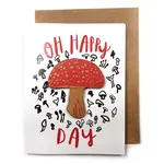 Card With Magnet - Oh Happy Day (Mushroom Magnet)