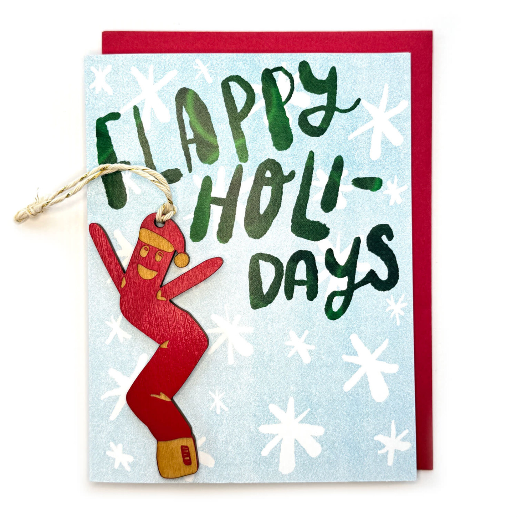Card With Ornament - Flappy Holidays (Wacky Inflatable Air Dancer Ornament)
