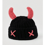 Hat - Knit With Horns and X Eyes