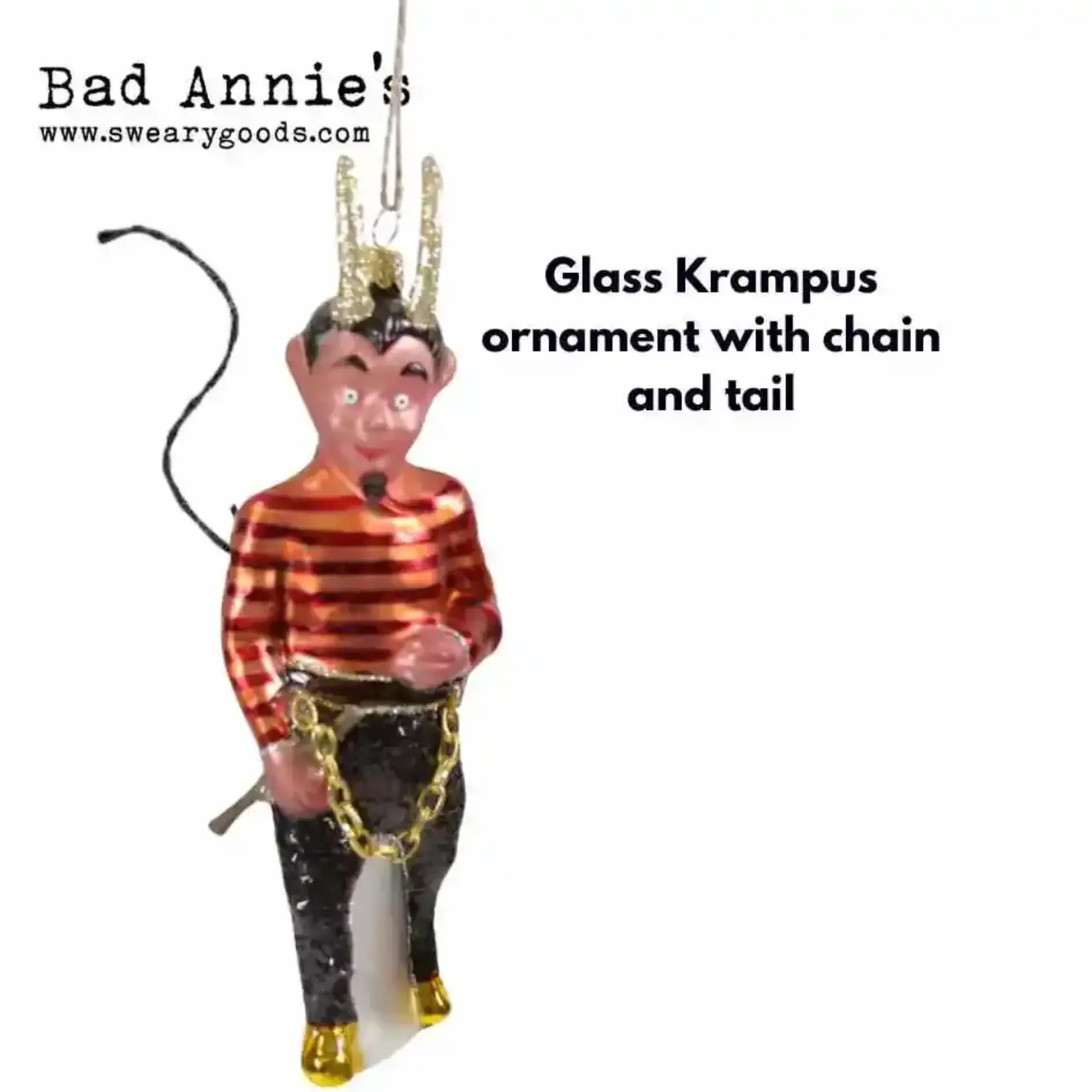 Ornament - Glass Krampus in Striped Shirt