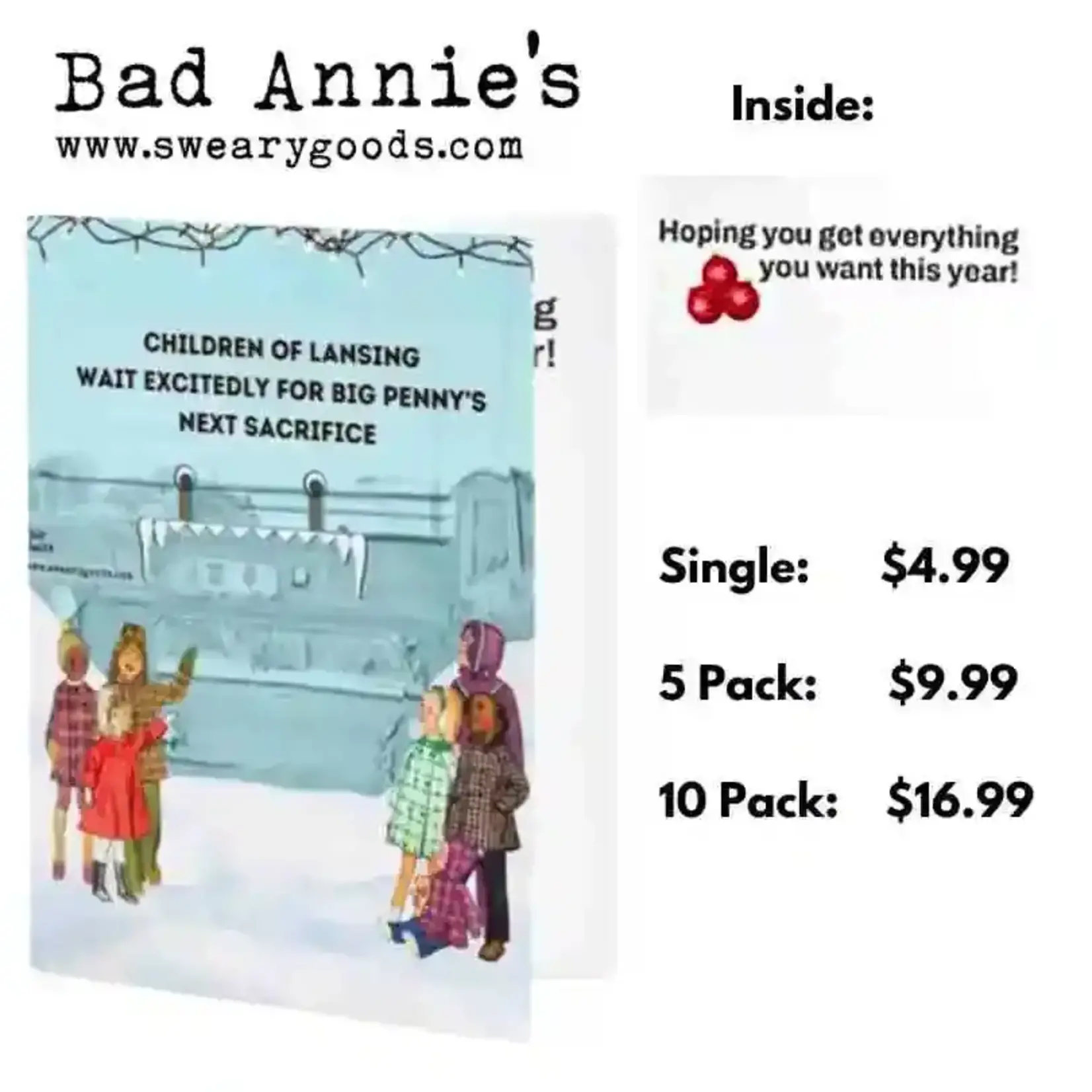 Card (Holiday) - (5 Pack) - Children Of Lansing Wait Excitedly For Big Penny's Next Sacrifice