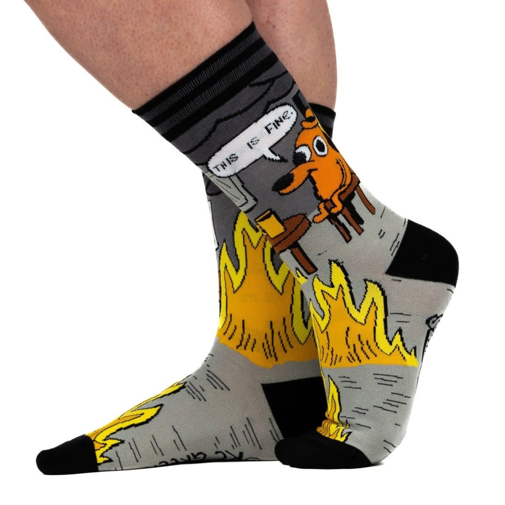 Socks (Unisex) - This Is Fine (Dog Drinking Coffee In Fire)