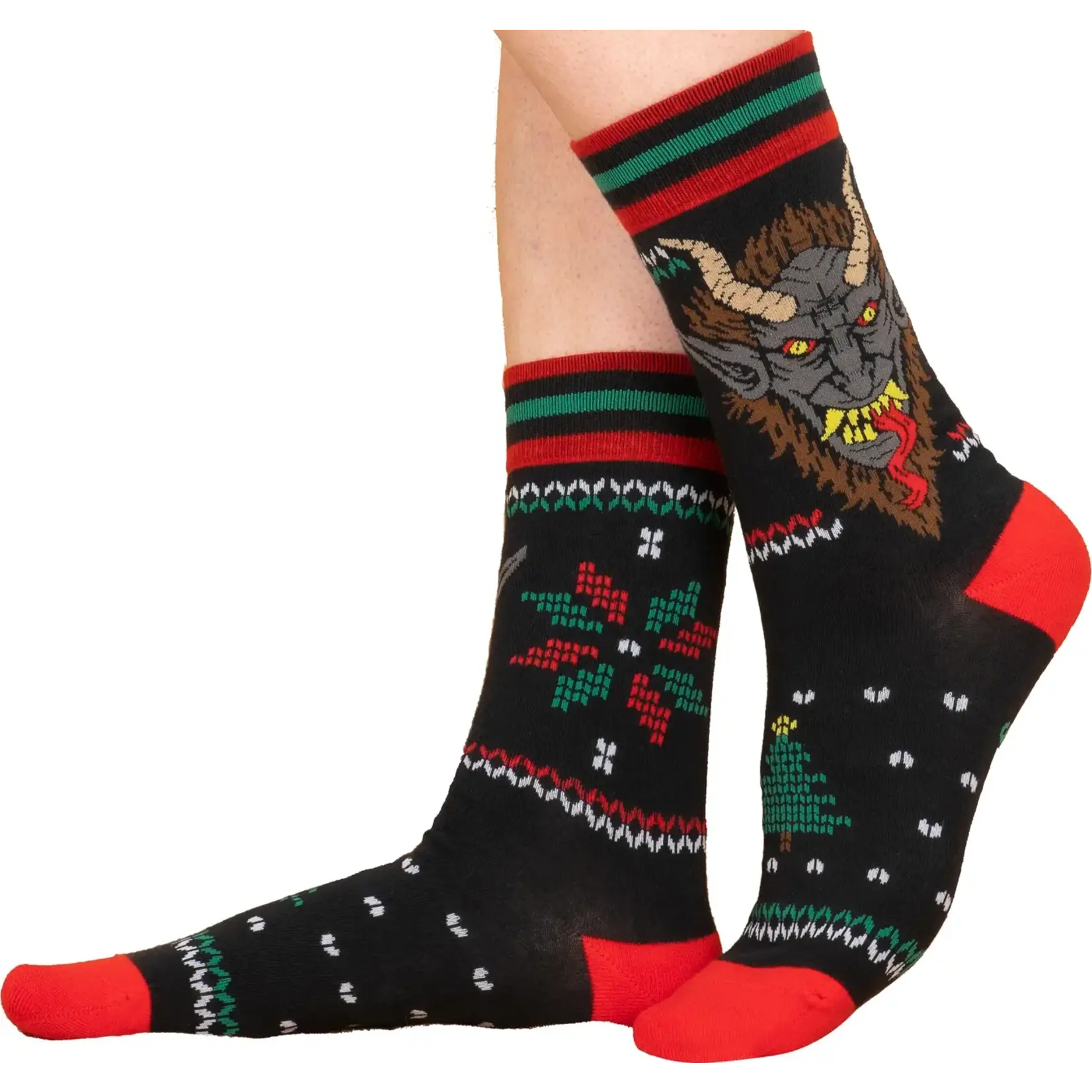 Socks (Unisex) - Krampus - On Black With Sweater Print