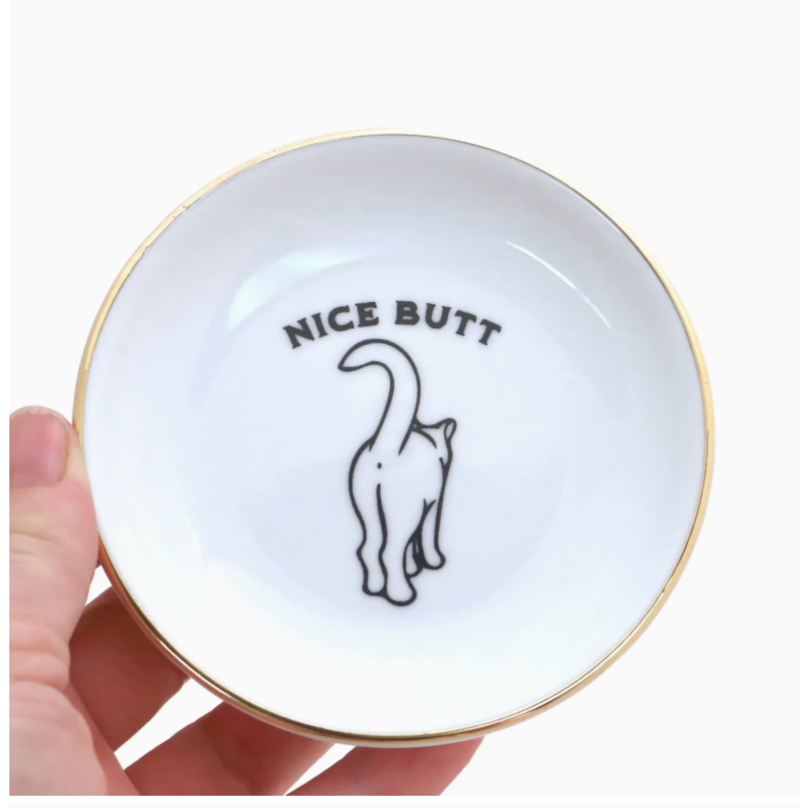 Jewelry Dish - Nice Butt (Catt Butt) With 22K Gold Trim