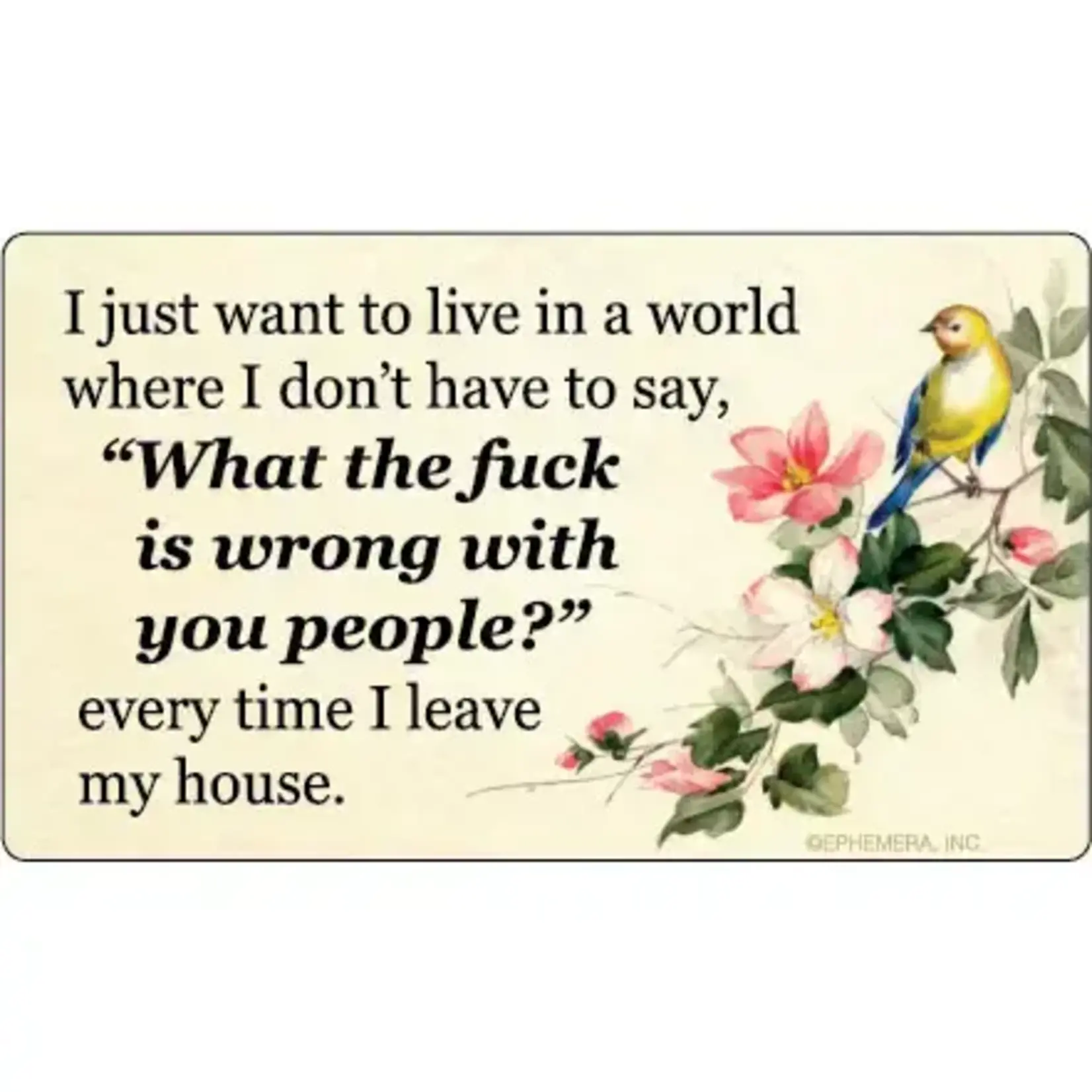 Sticker - I Just Want To Live In A World Where I Don’t Have To Say, What The Fuck Is Wrong With You People? Every Time I Leave My House