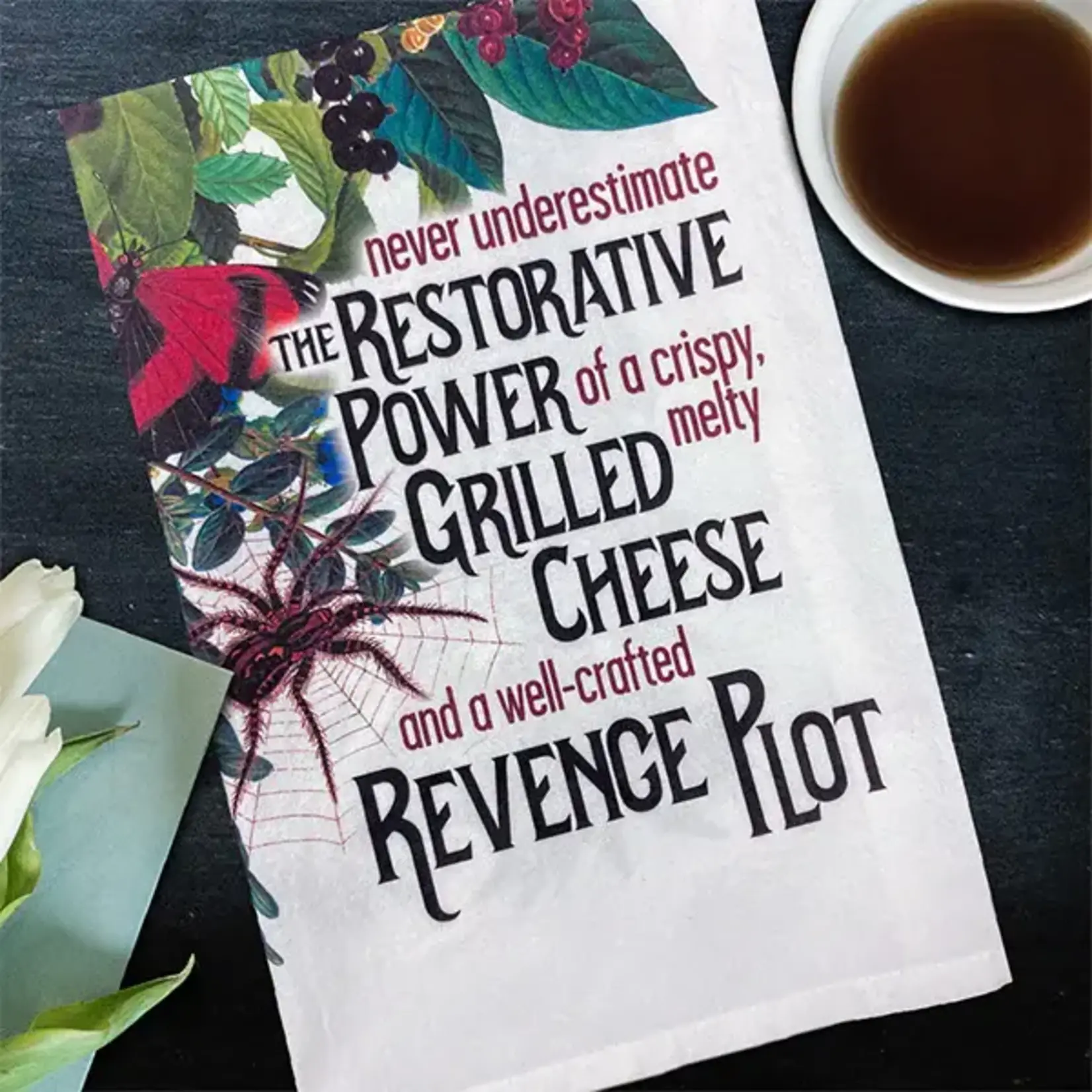 Dish Towel (Premium) - Never Underestimate The Restorative Power Of Grilled Cheese/Revenge