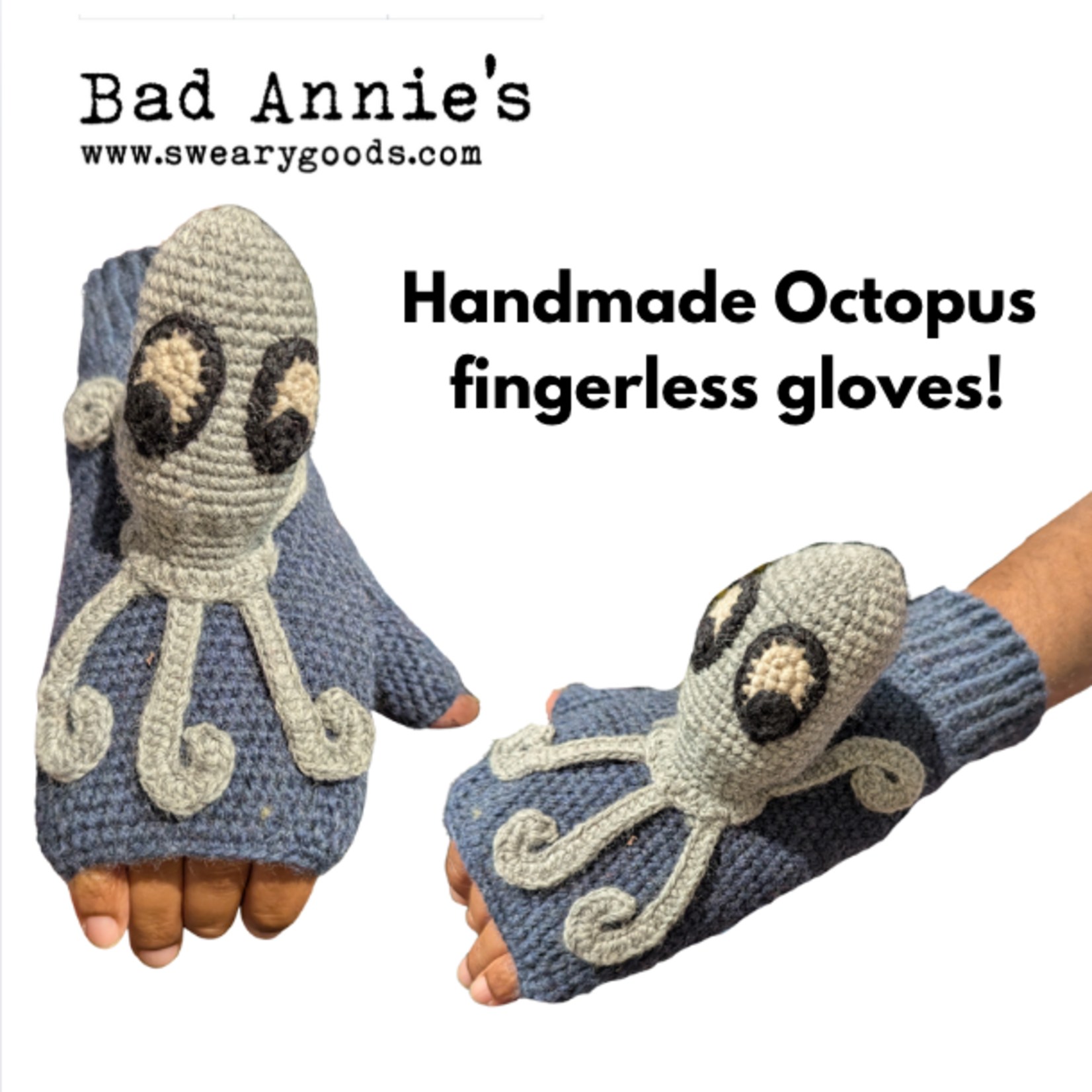Fingerless Gloves - Handmade - Octopus