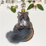Ornament - Raccoon On Log - Glass & Faux Fur