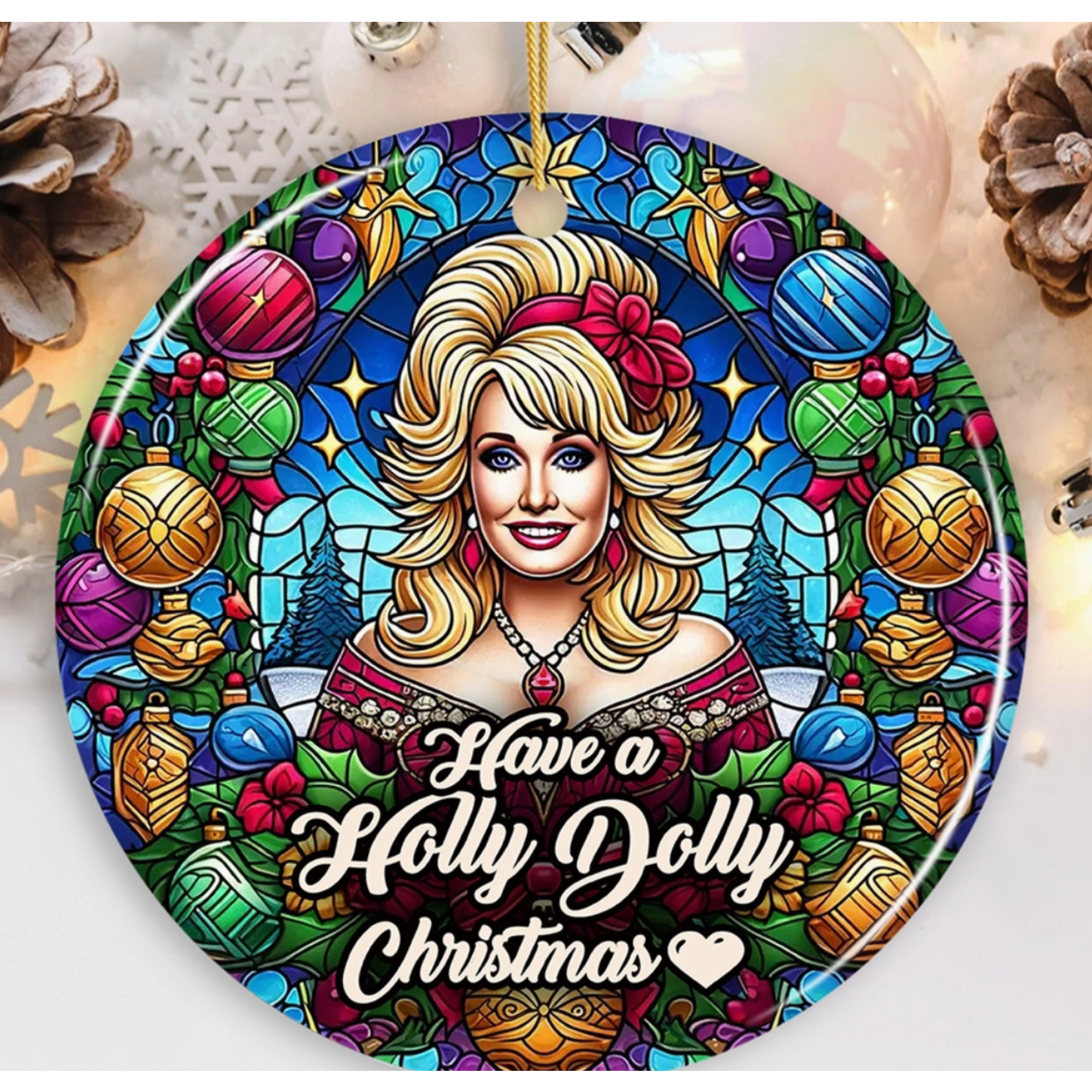 Ornament - Holly Dolly Christmas - Dolly Parton - Ceramic