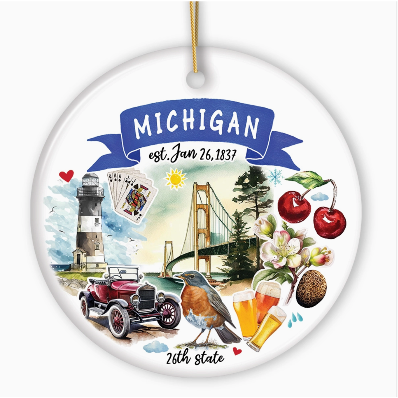 Ornament - State Of Michigan - Ceramic