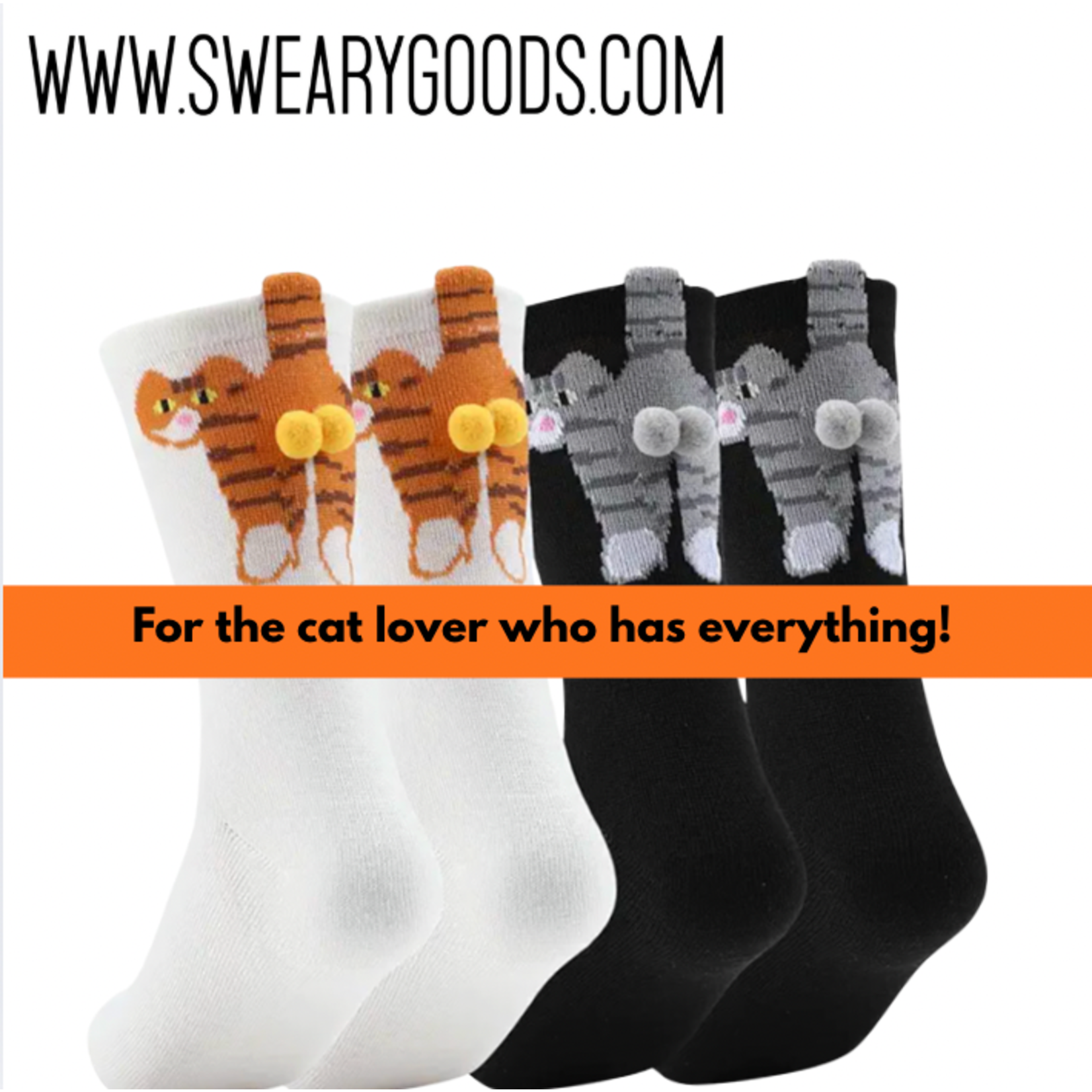 Socks (Womens) - Cats With Balls (Black)